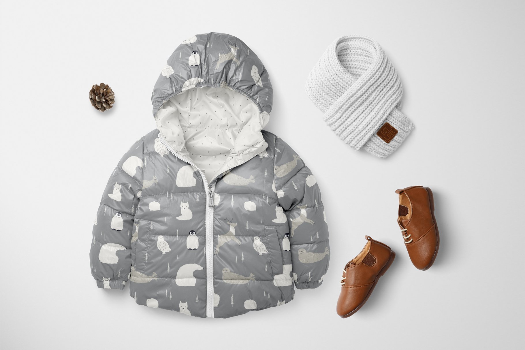Winter jacket with animals.