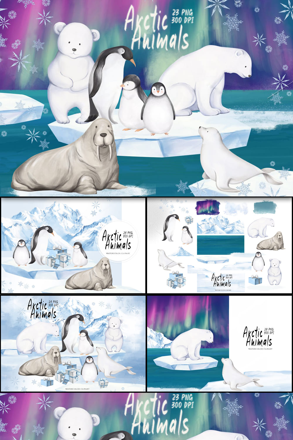 arctic animals watercolor clipart pinterest 1000 1500