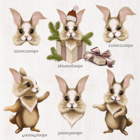 Cute Christmas Bunny Clipart examples.