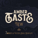 Amber Taste New! Font and Template cover image.