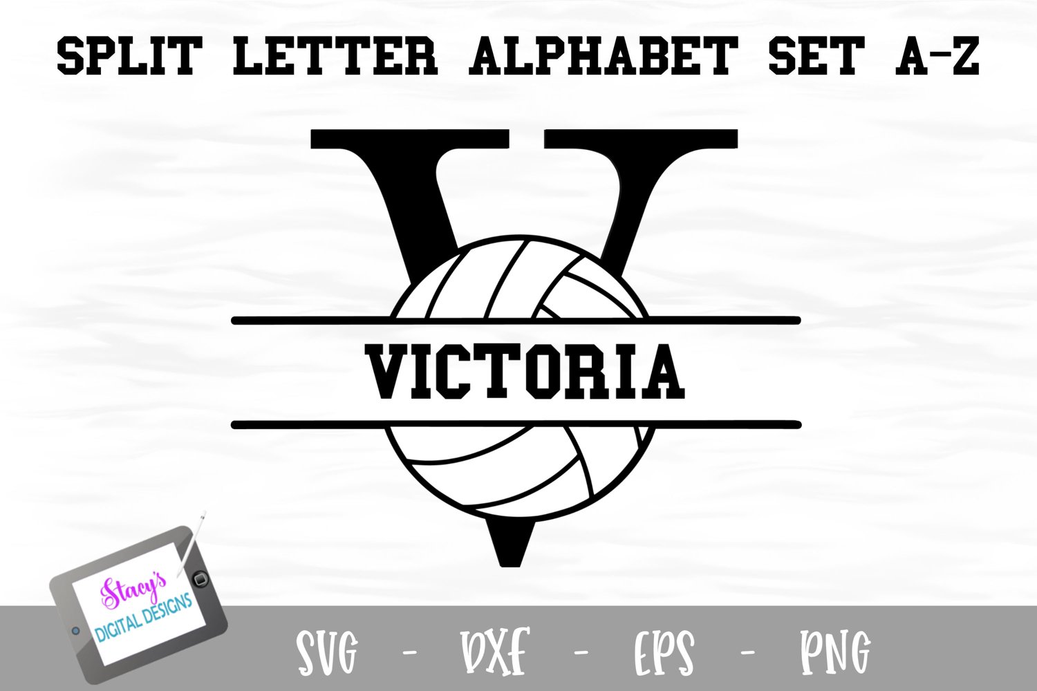 Cover image of Split Monogram Volleyball SVG.