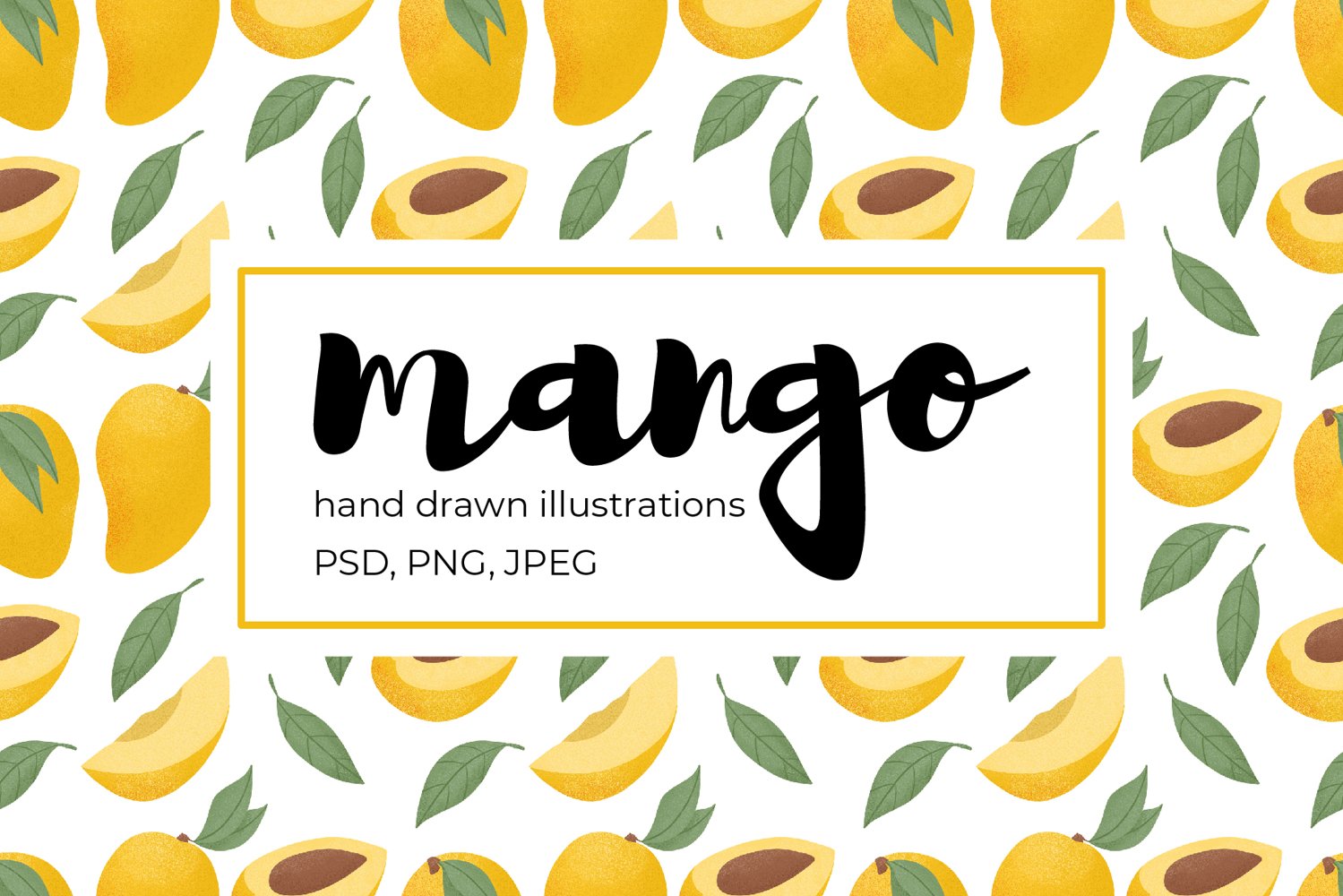 Cover image of Mango hand drawn illustrations.