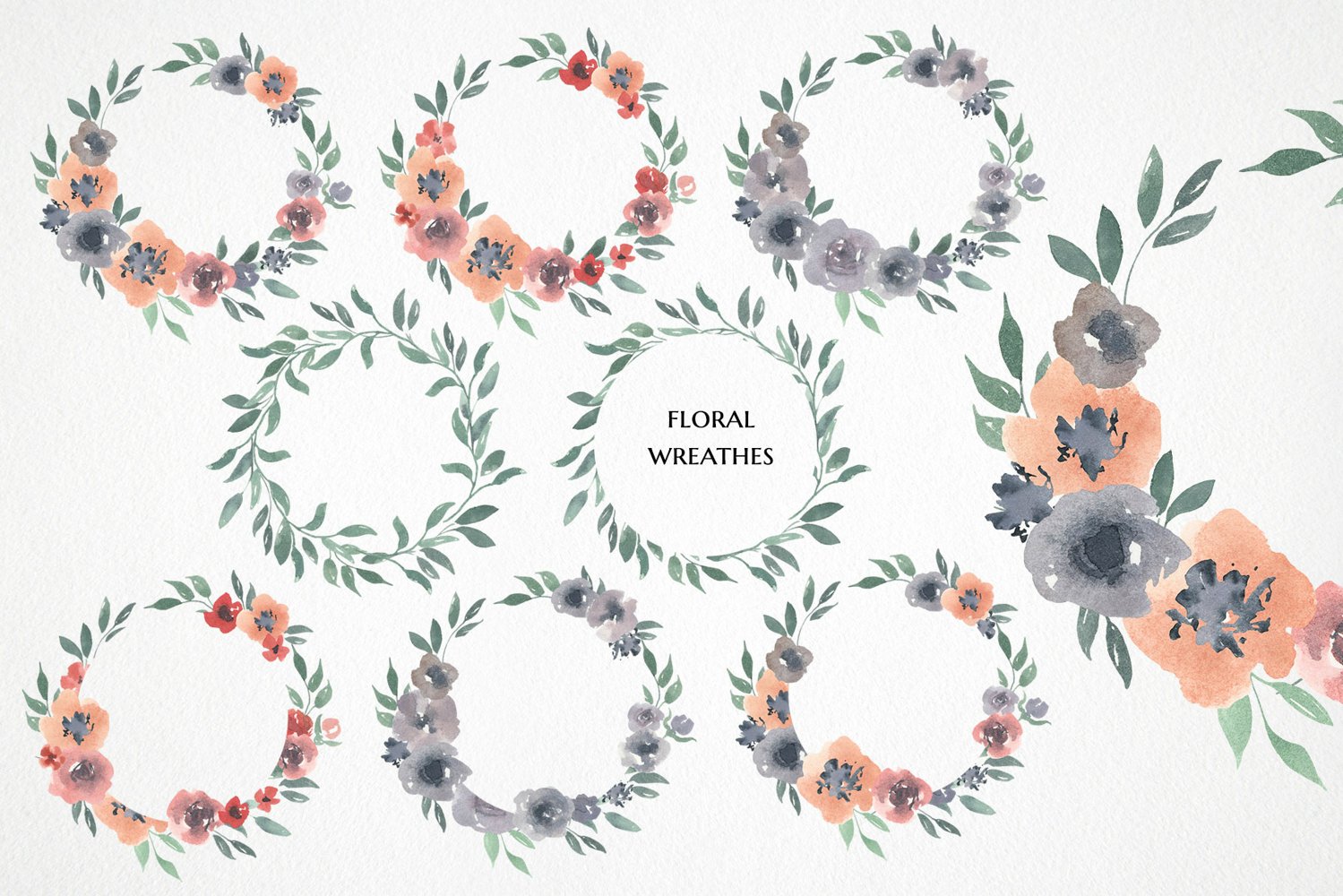 Barn swallow clipart - 7 floral wreathes.