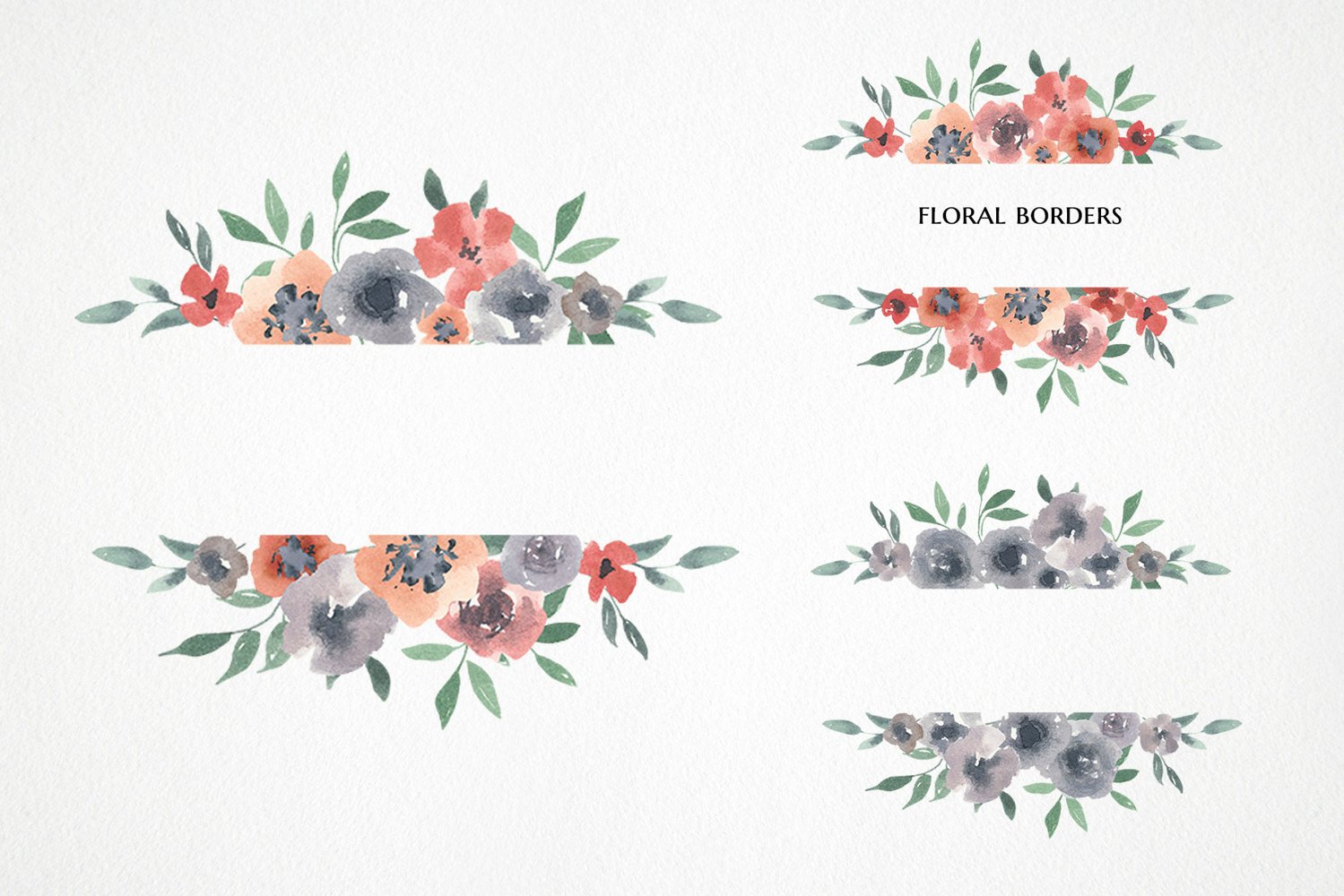 This set includes floral borders.