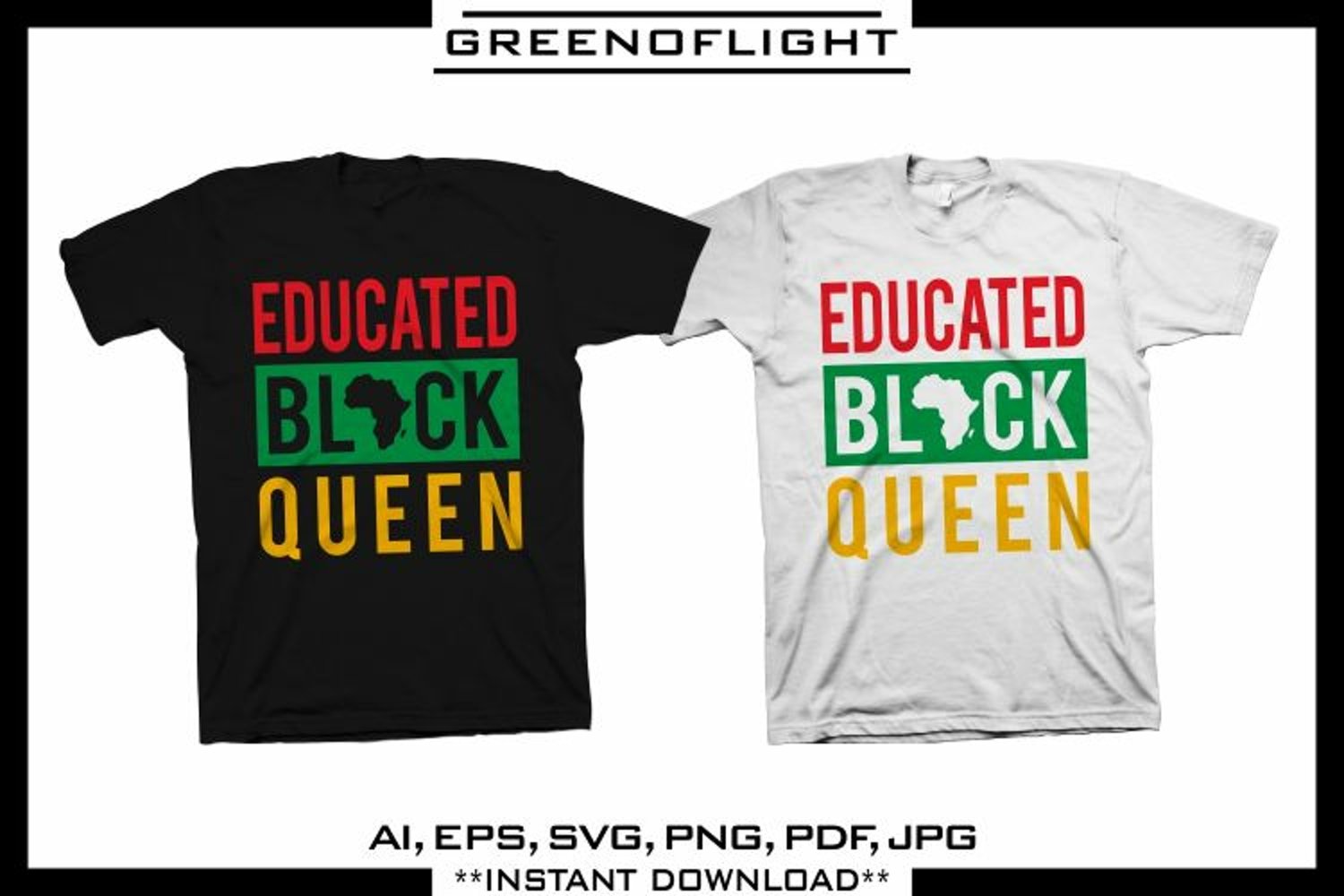 Educated black queen - colorful t-shirt design.