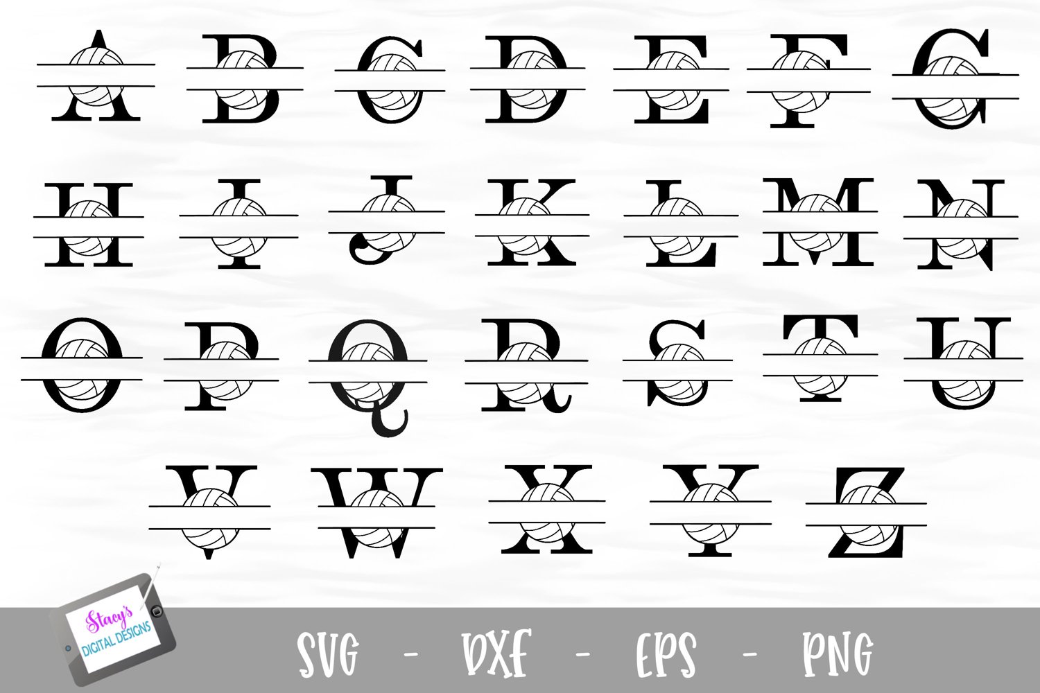 Split Letters A- Z - 26 Split monogram SVG files with banners - So