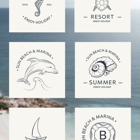Cool outline beach logos.