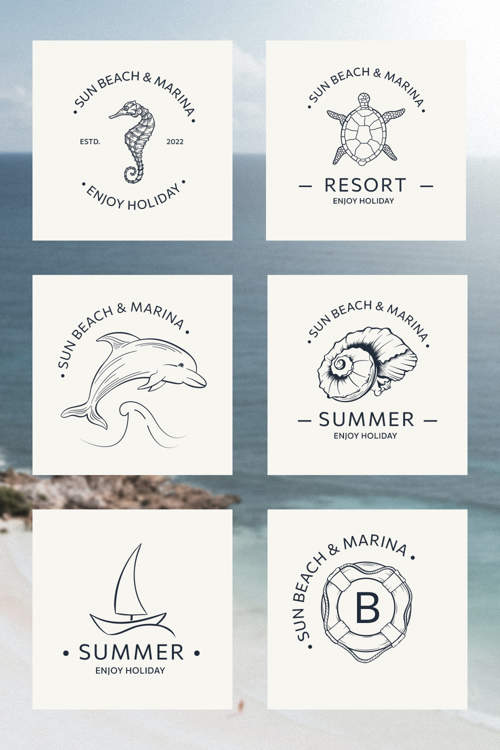 Cool outline beach logos.