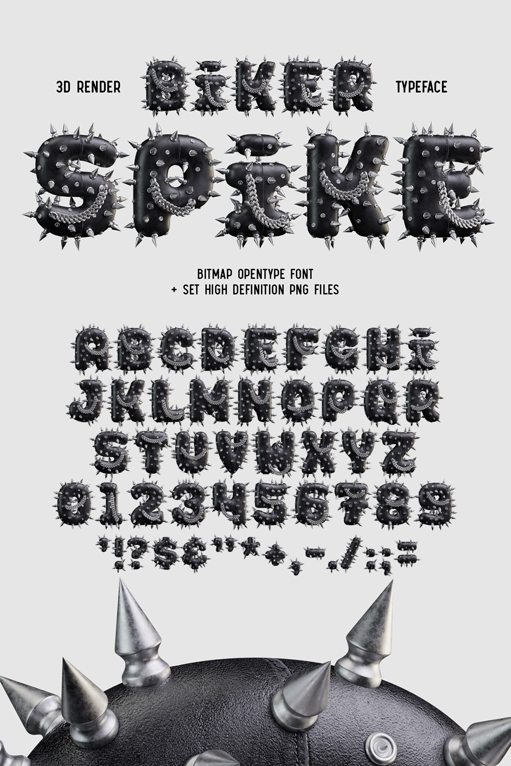 Biker Spike Bitmap Font pinterest