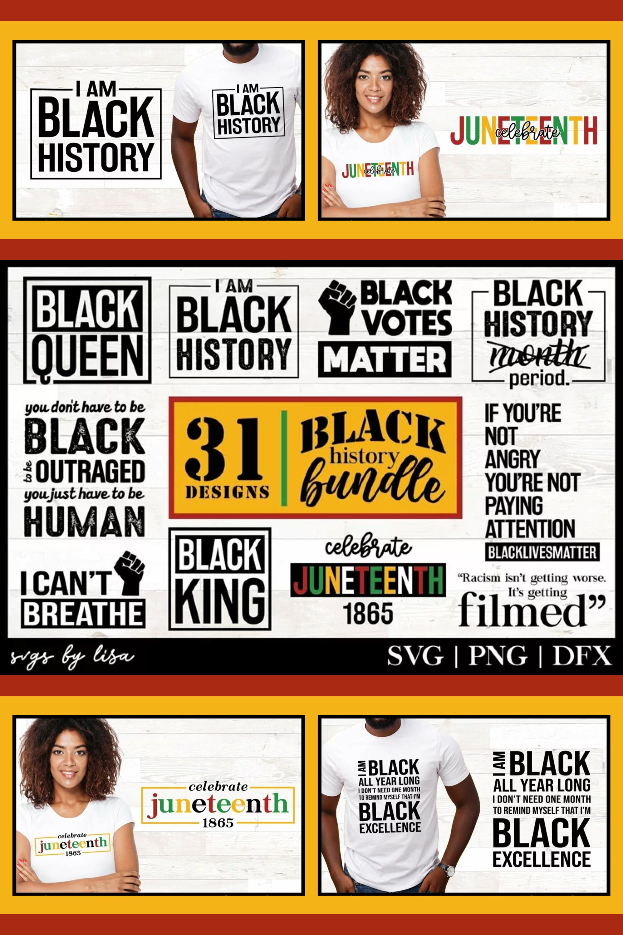 Juneteenth and Black History svg Bundle - pinterest image preview.