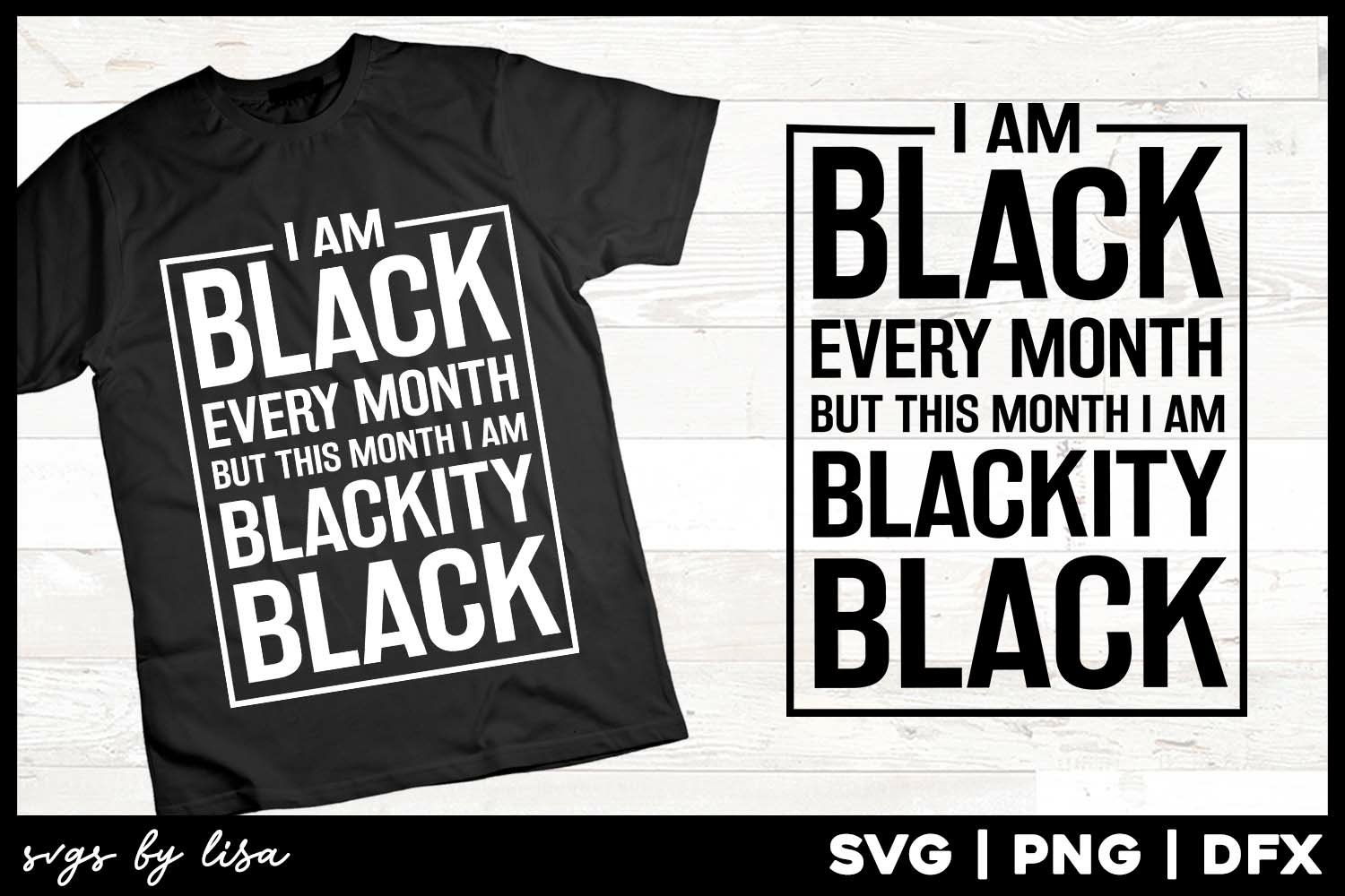 Black t-shirt design.
