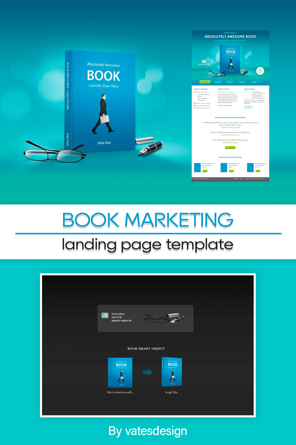 book marketing landing page template pinterest3