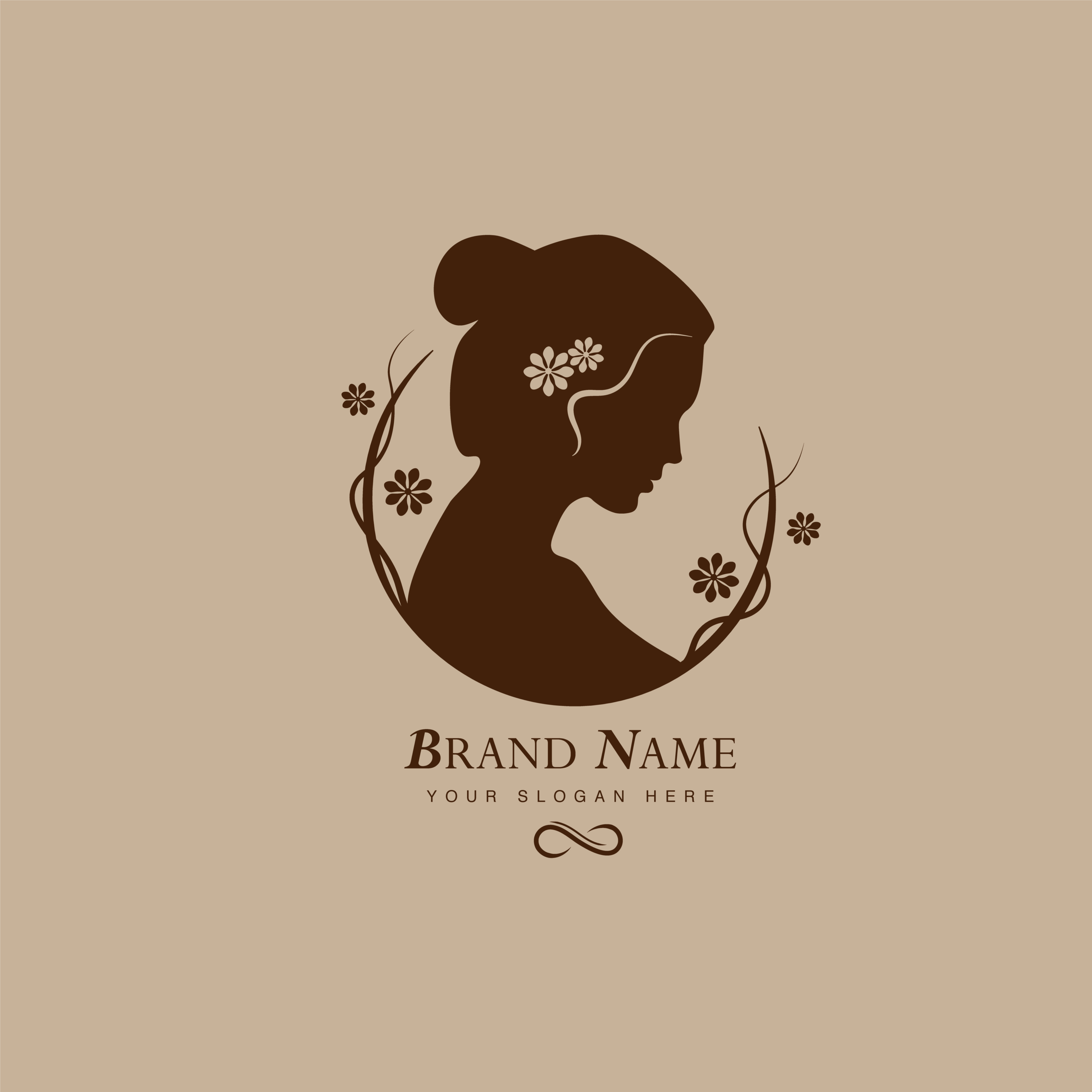 brown female silhouette logo template sphinx creatus
