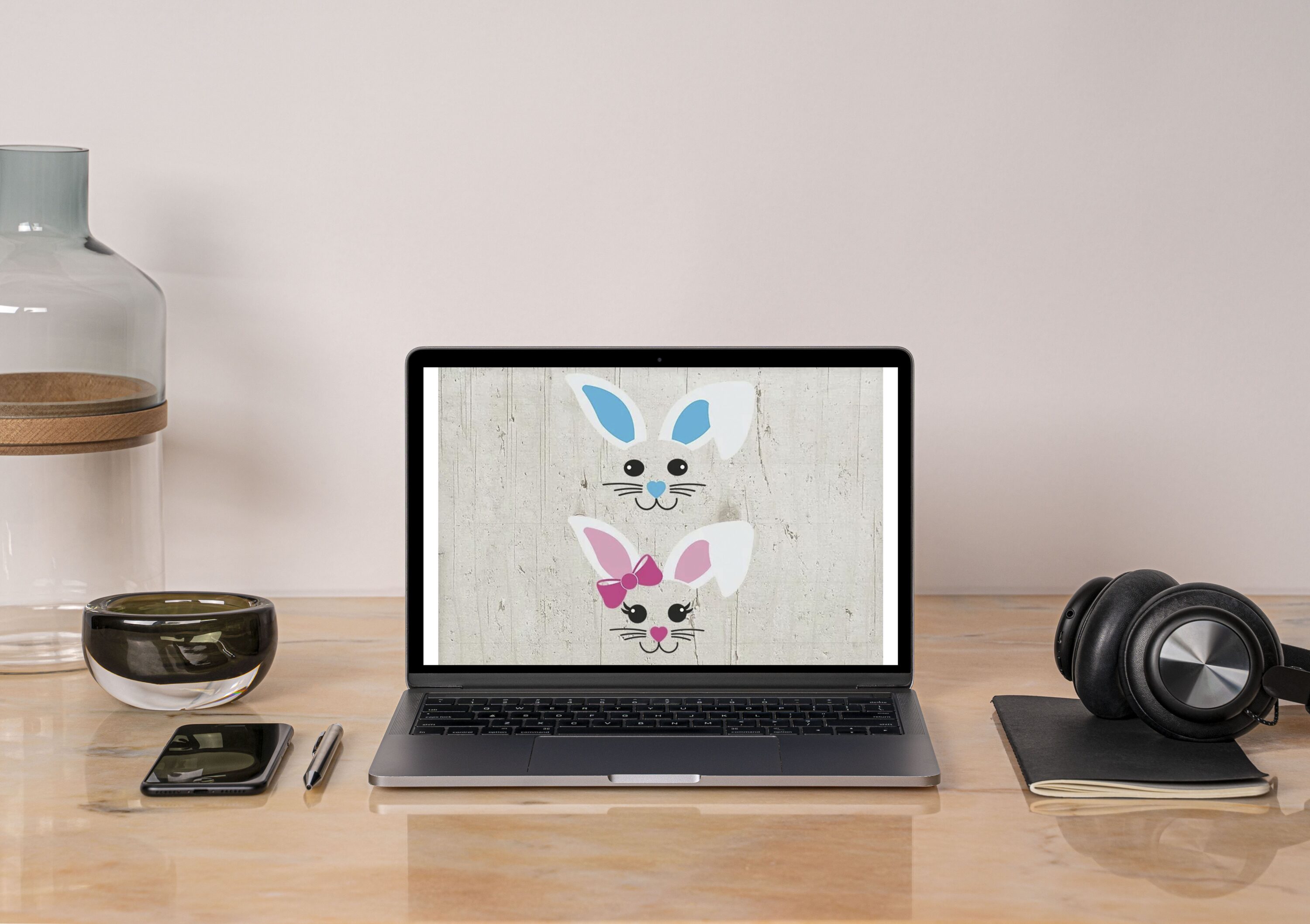 Bunny Ears svg | Boy and Girl - laptop.