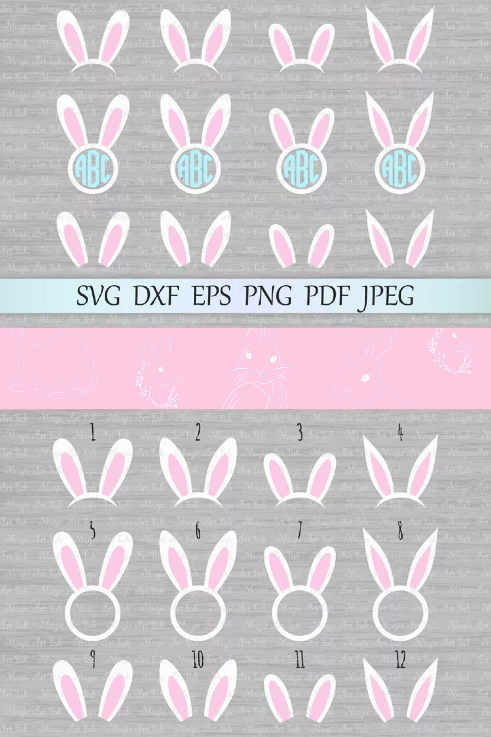 bunny ears svg bunny circle monogram svg bunny svg 05
