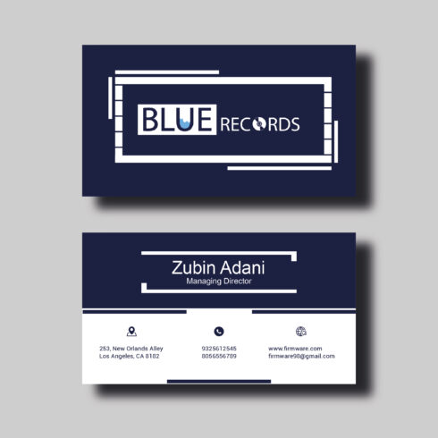 business card front and back cover image.