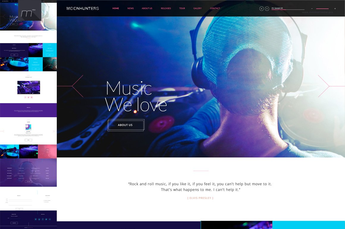 Gradient blue and purple page for music topic.