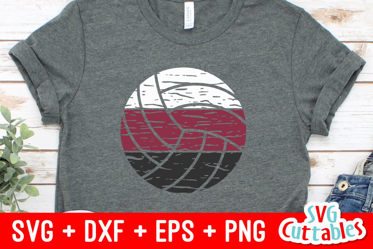 Volleyball logo on t-shirt design.