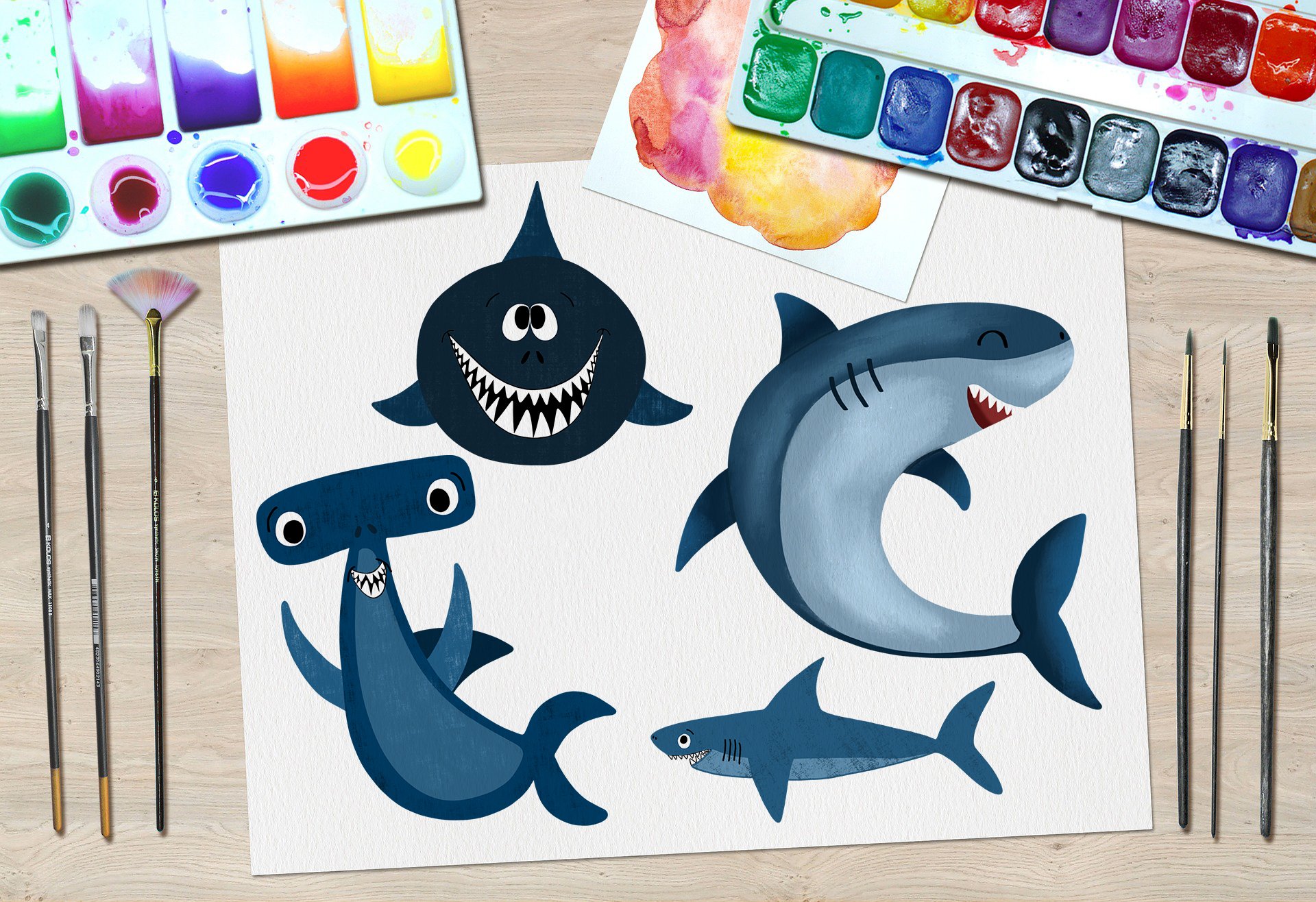 Easy painted sharks.