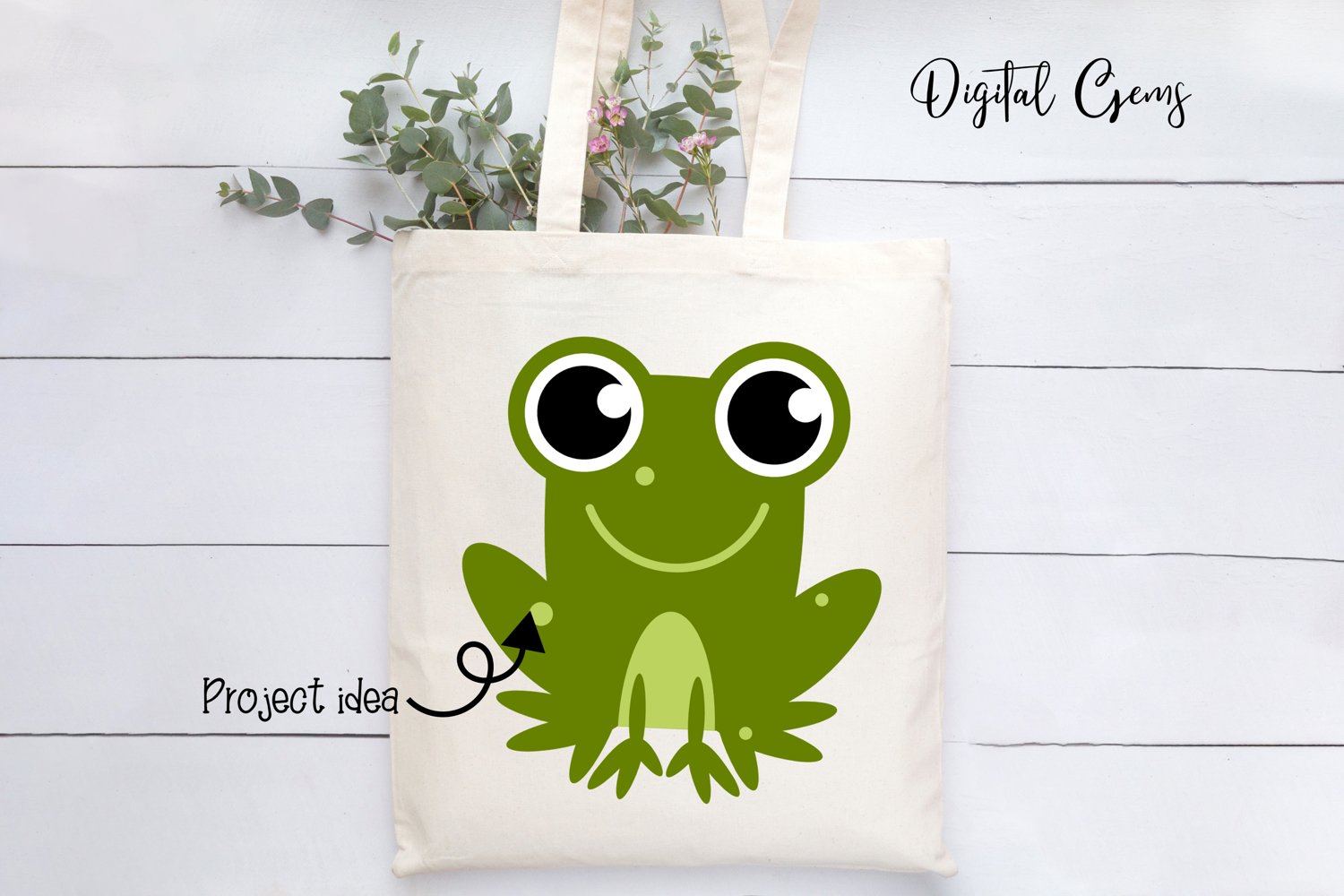 Shopping bag with frog picture.