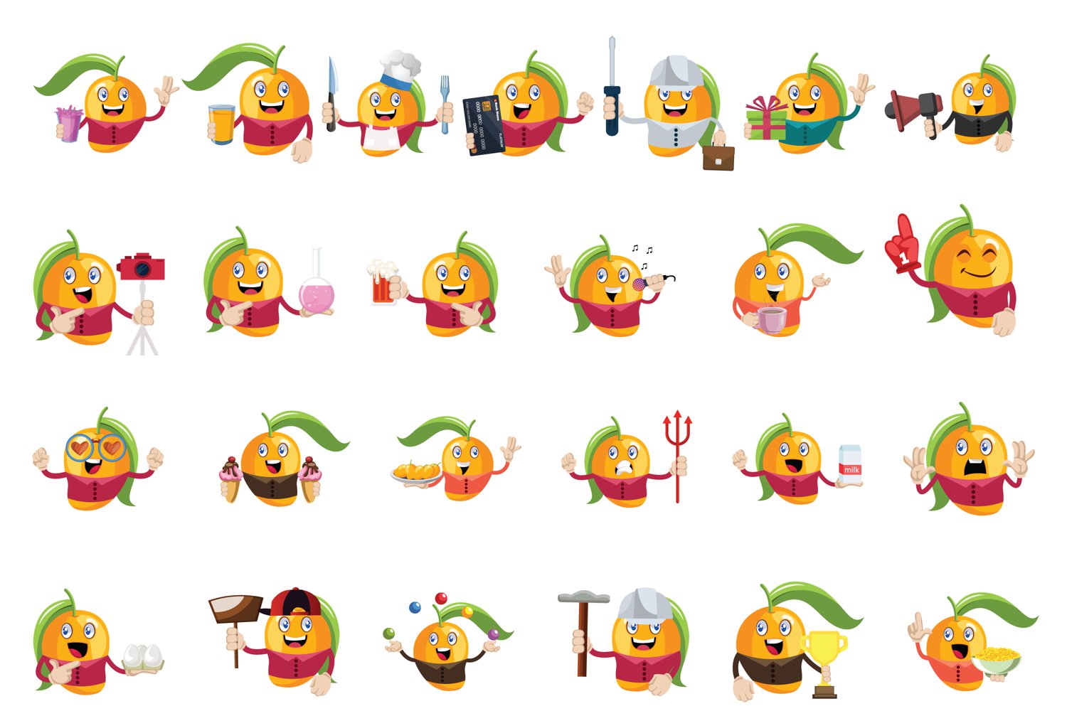 Diverse of mango characters.