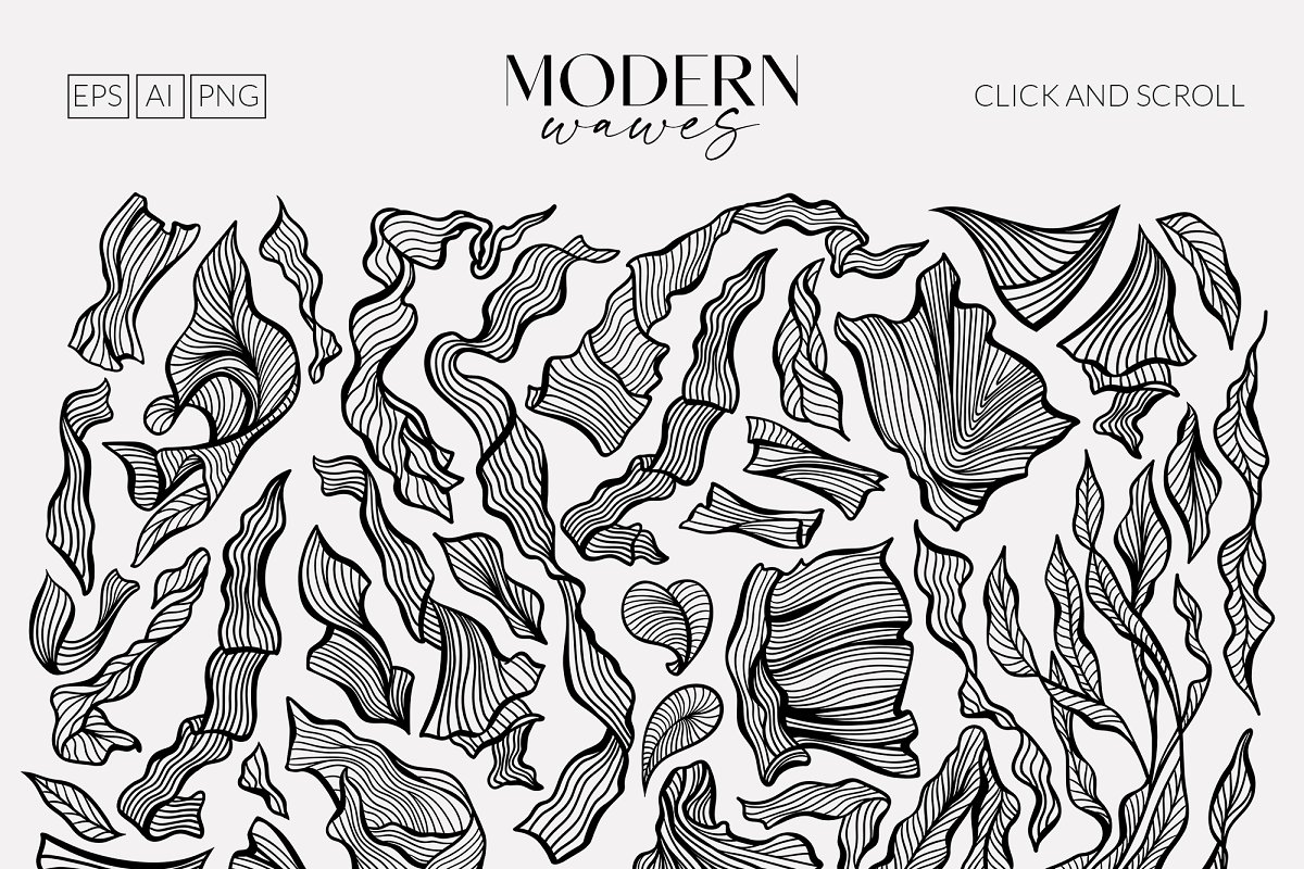 Graphic elements with modern waves.