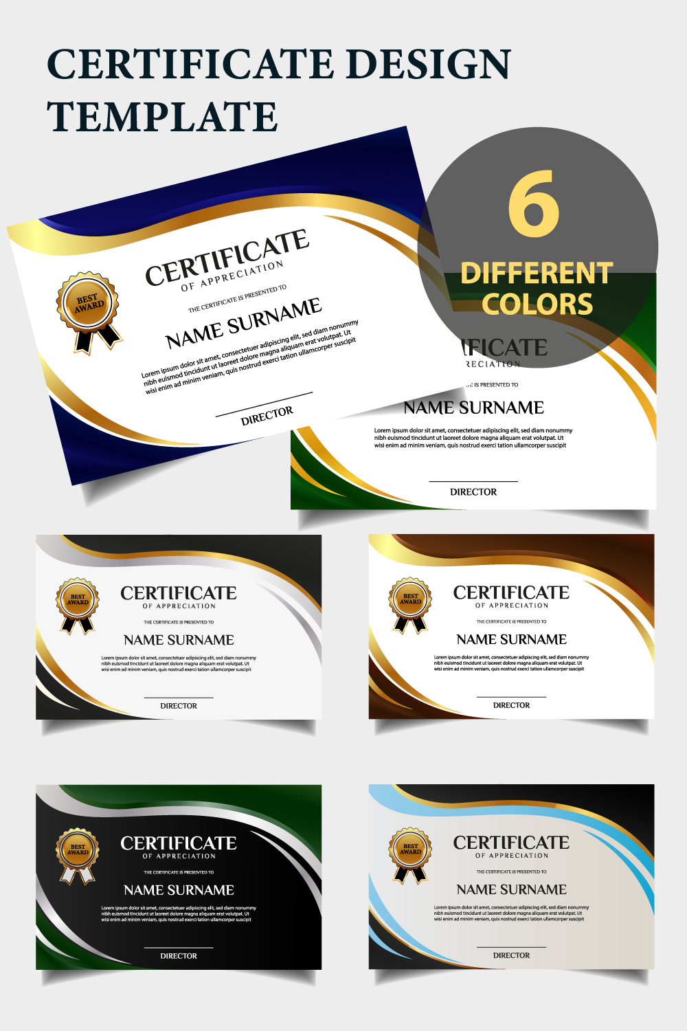 Modern and Simple Certificate Design Template pinterest.