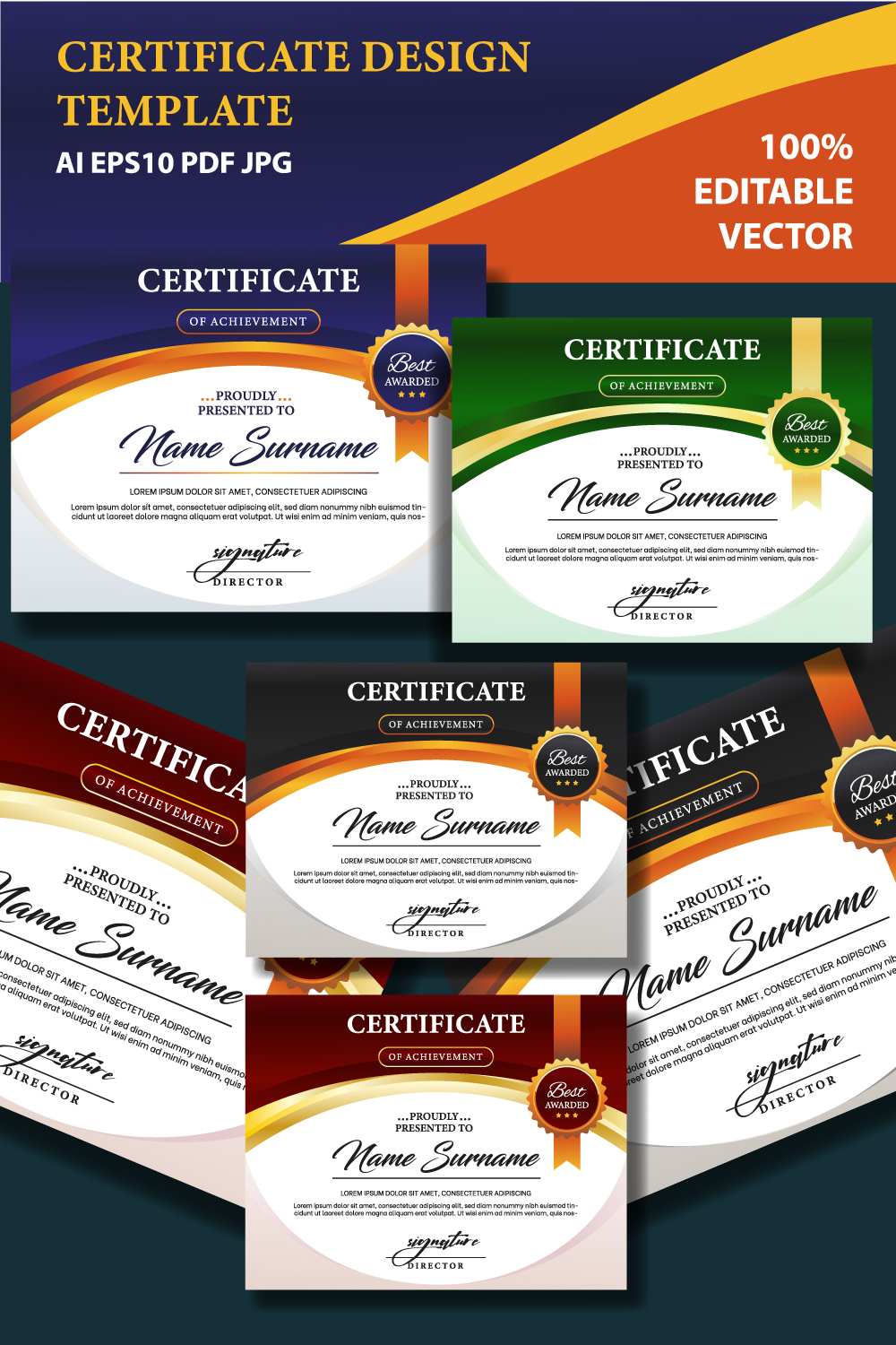 Modern and Luxurious Certificate Design pinterest image.