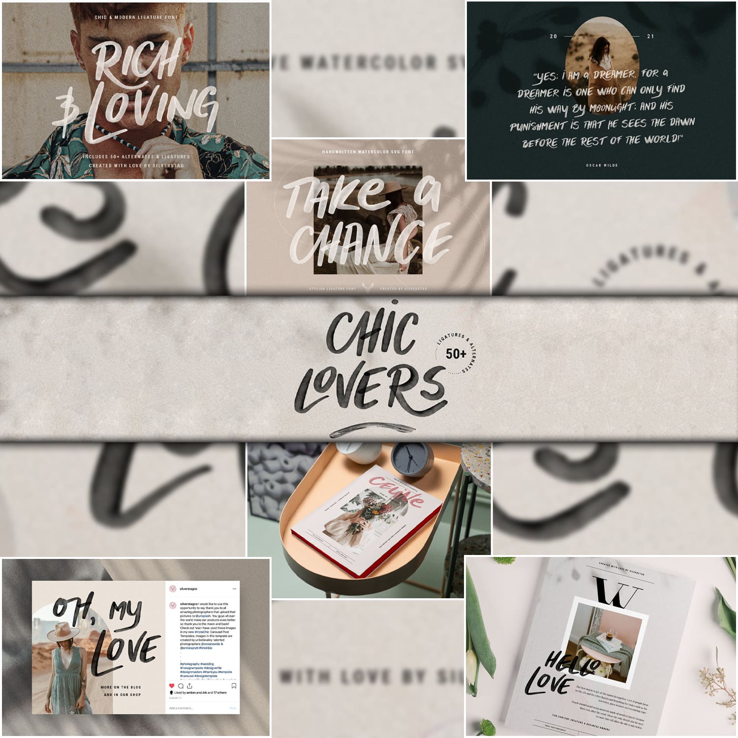 CHIC LOVERS - Watercolor SVG Font cover.
