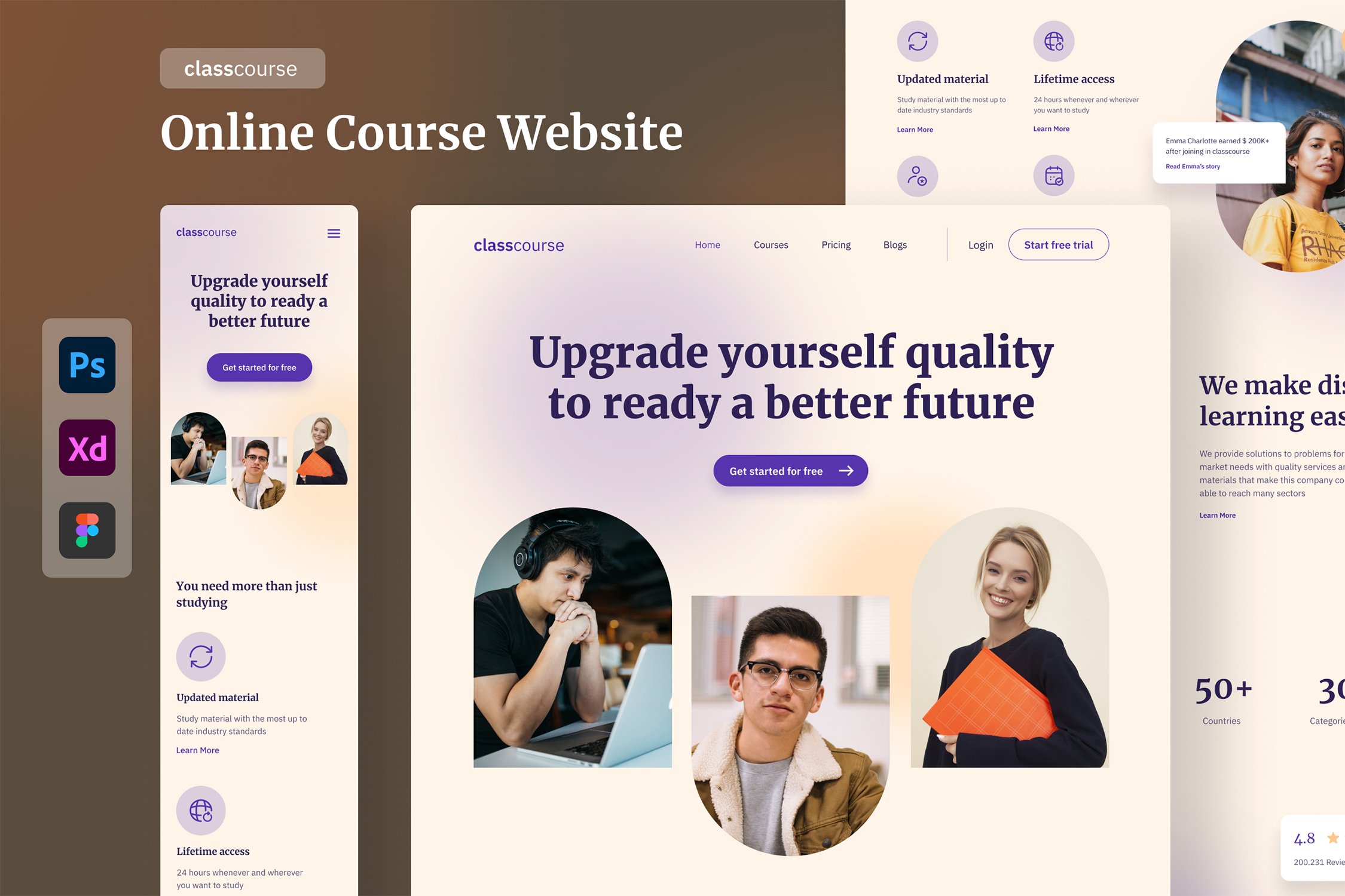 Perfect pastel landing page for online trainings.