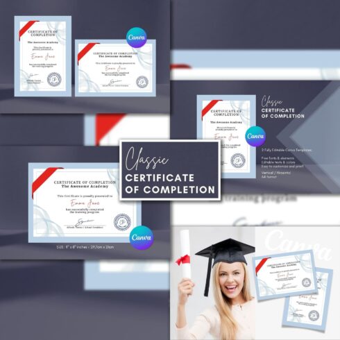 Classic certificate of completion - main image preview.