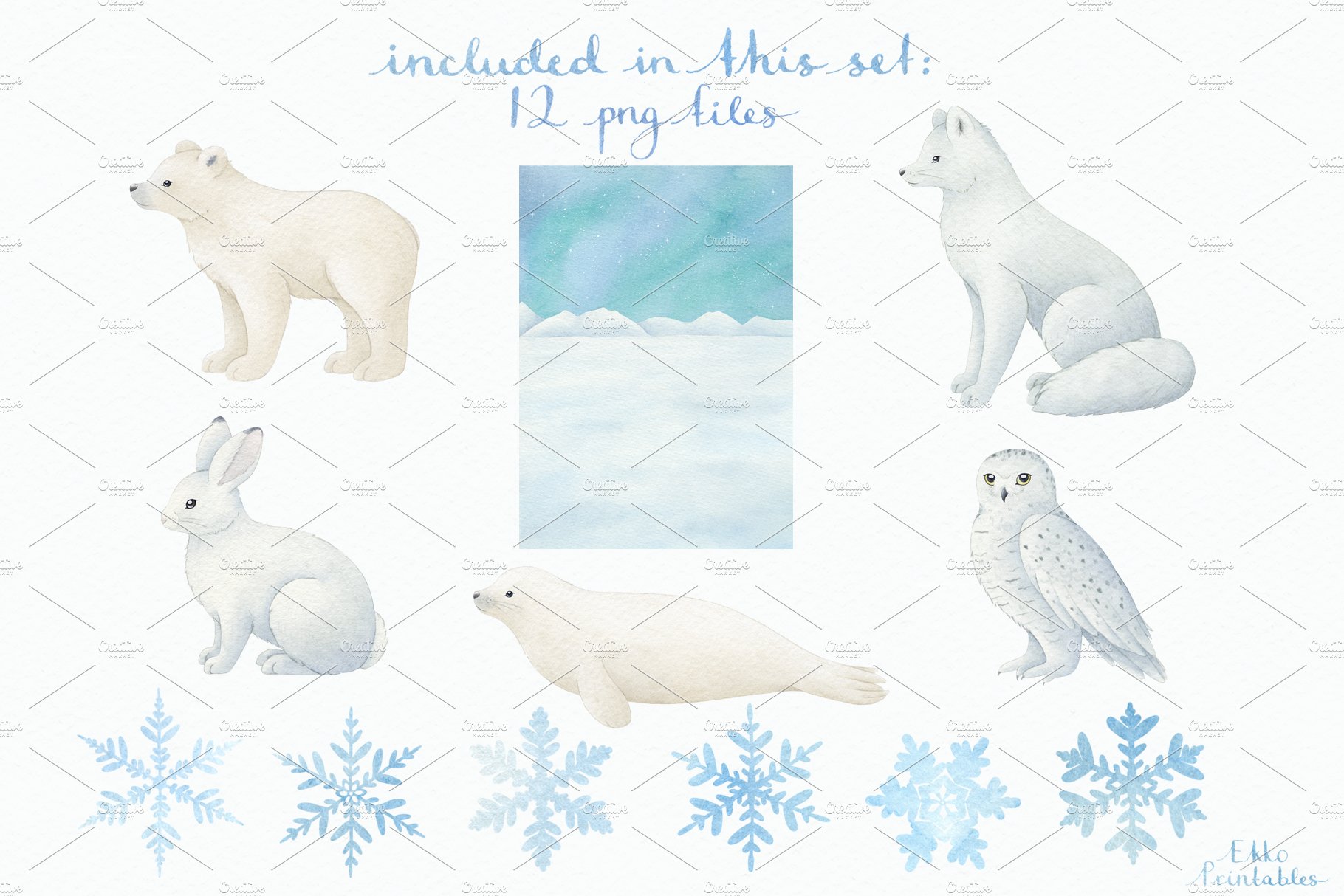 Separate elements for winter clipart.