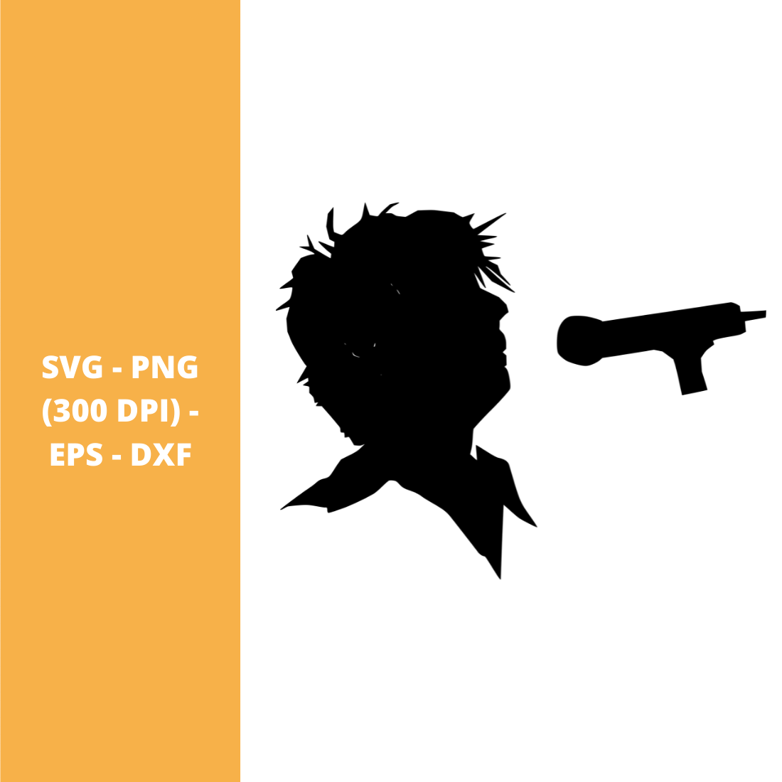 Microphone Silhouette Cut Files (SVG, PNG, EPS, DXF) previews.