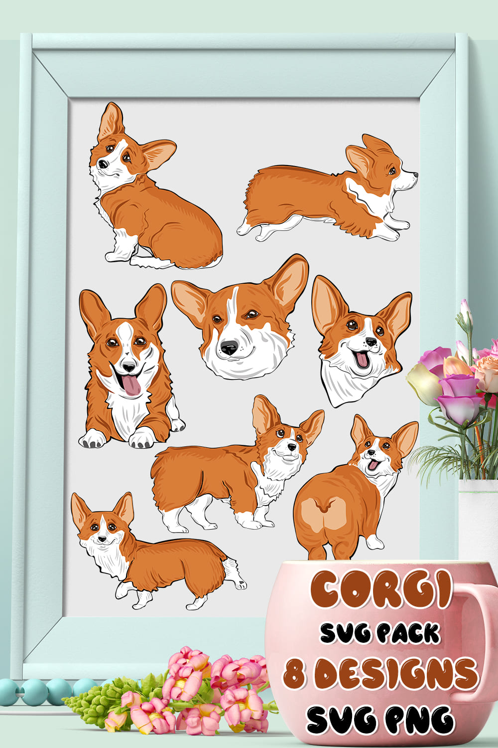 Picture of a picture of a corgi dog.