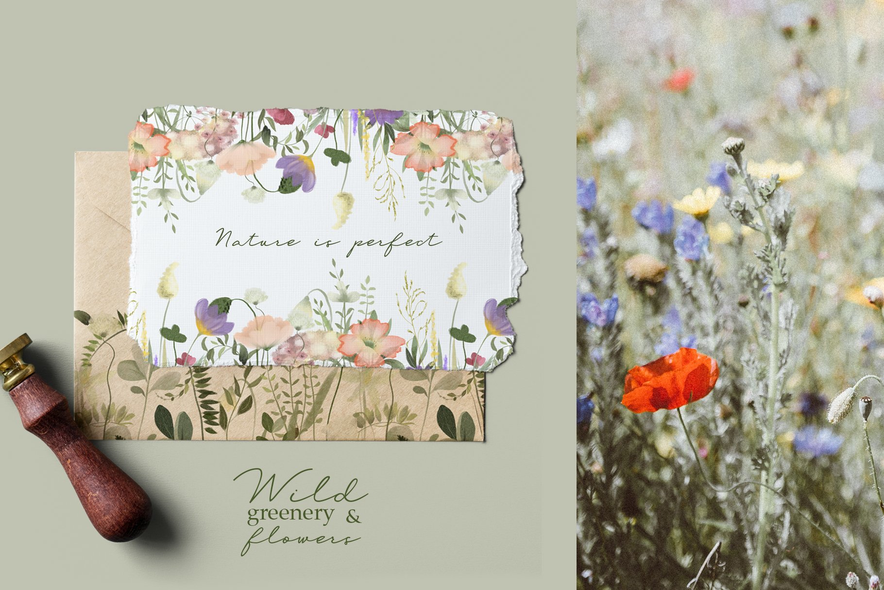 So delicate greeting card with wild flowers.