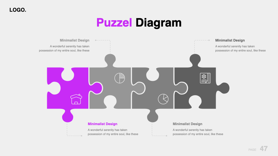 Creative two colored puzzle diagram.