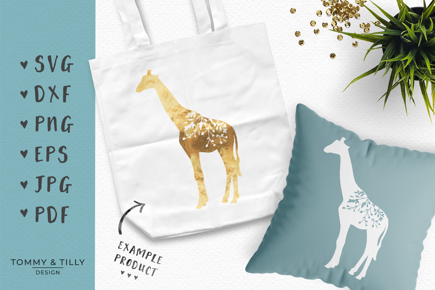 White eco bag with the cushion giraffe.