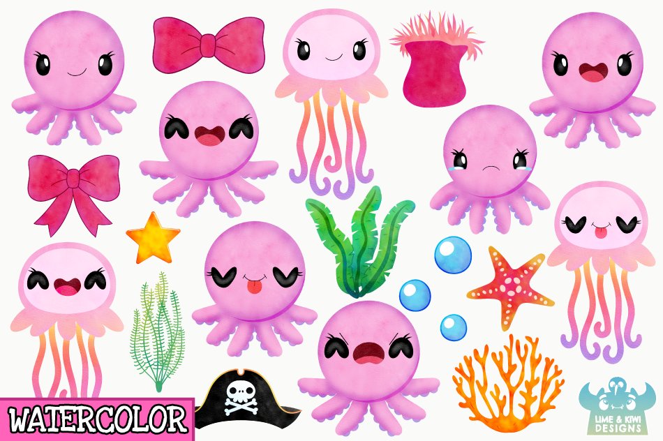 Pink octopus in the different mood.