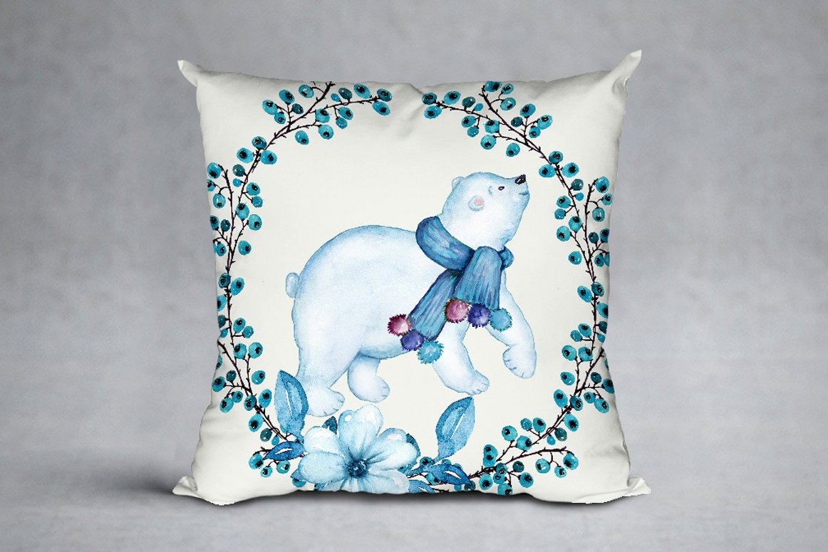 Decorate pillow with proud polar bear.