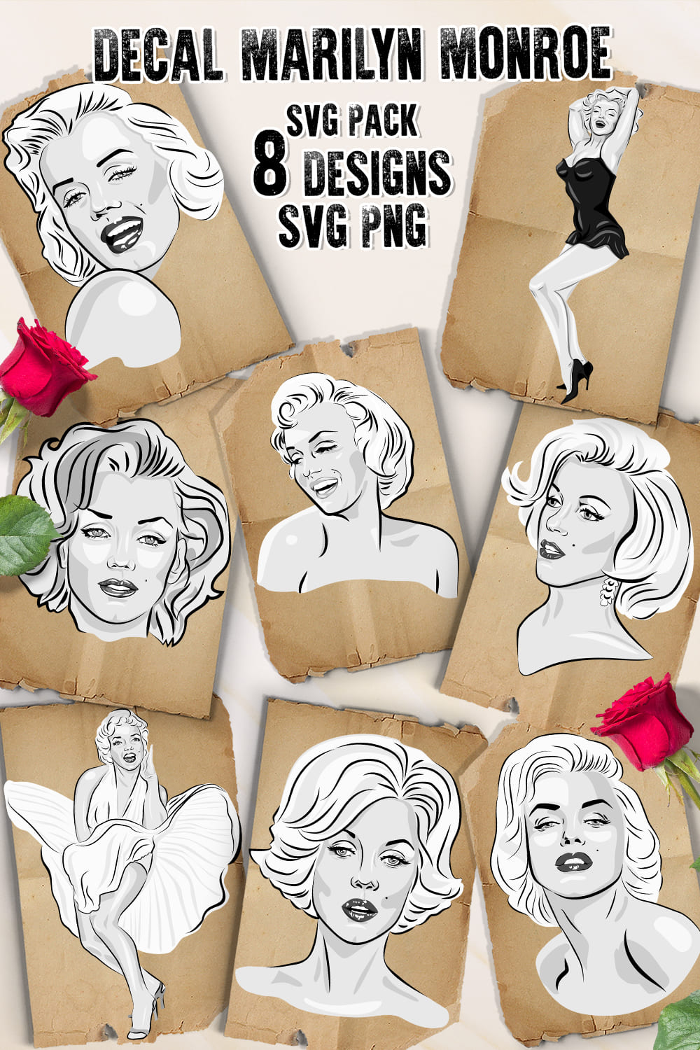 Diverse of the white decal marilyn monroe.