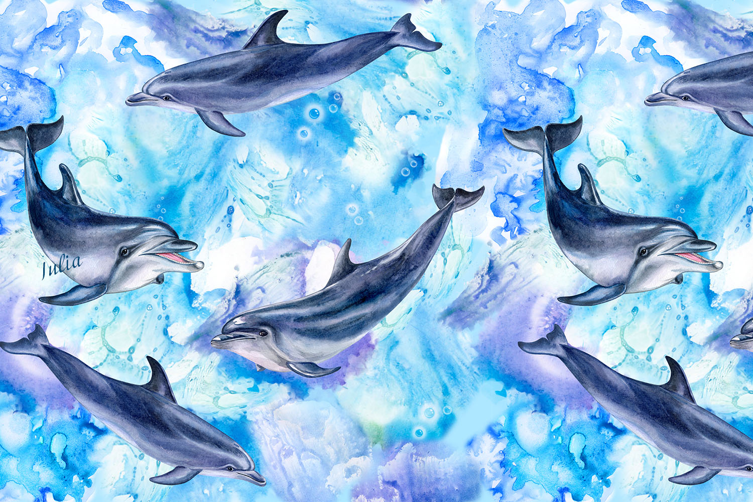 Watercolor Dolphin Digital Clipart