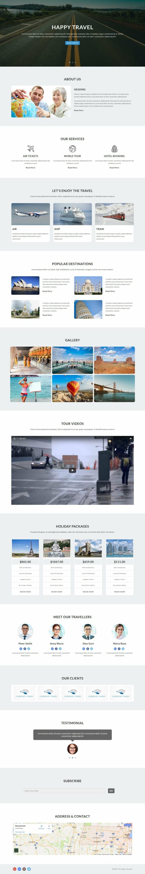 Cool landing page for your travel.