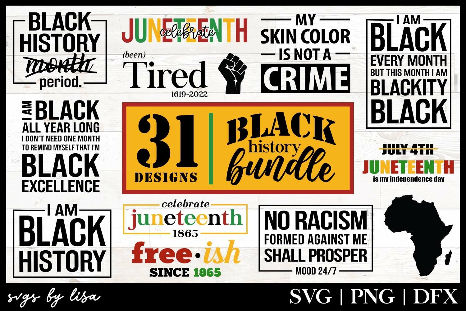 Cover image of Juneteenth and Black History svg Bundle.