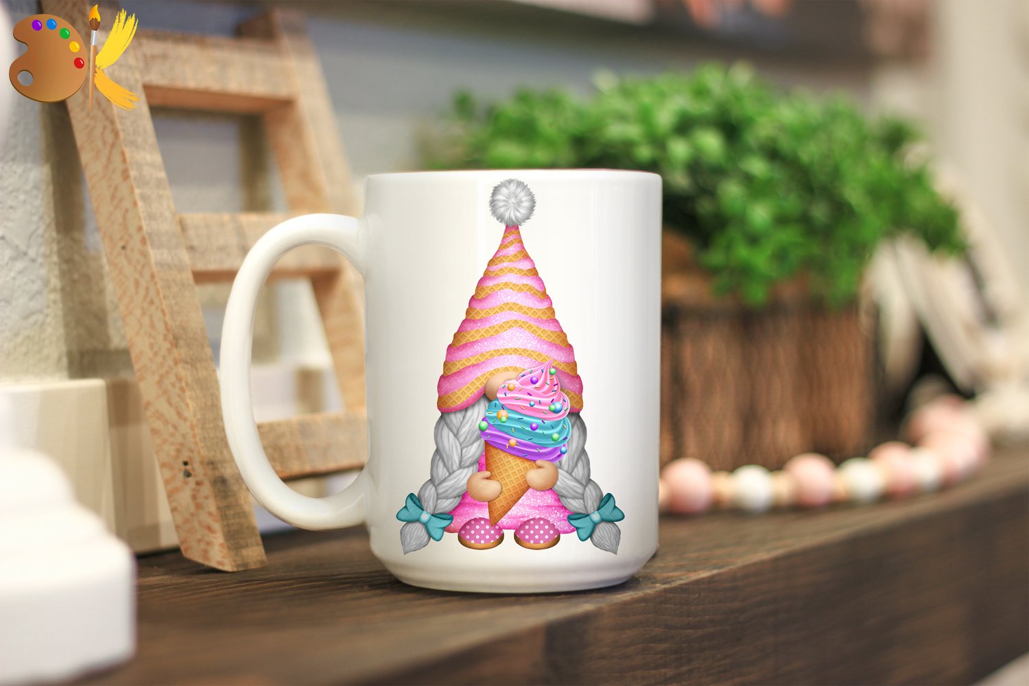 Cup with ice cream gnome.