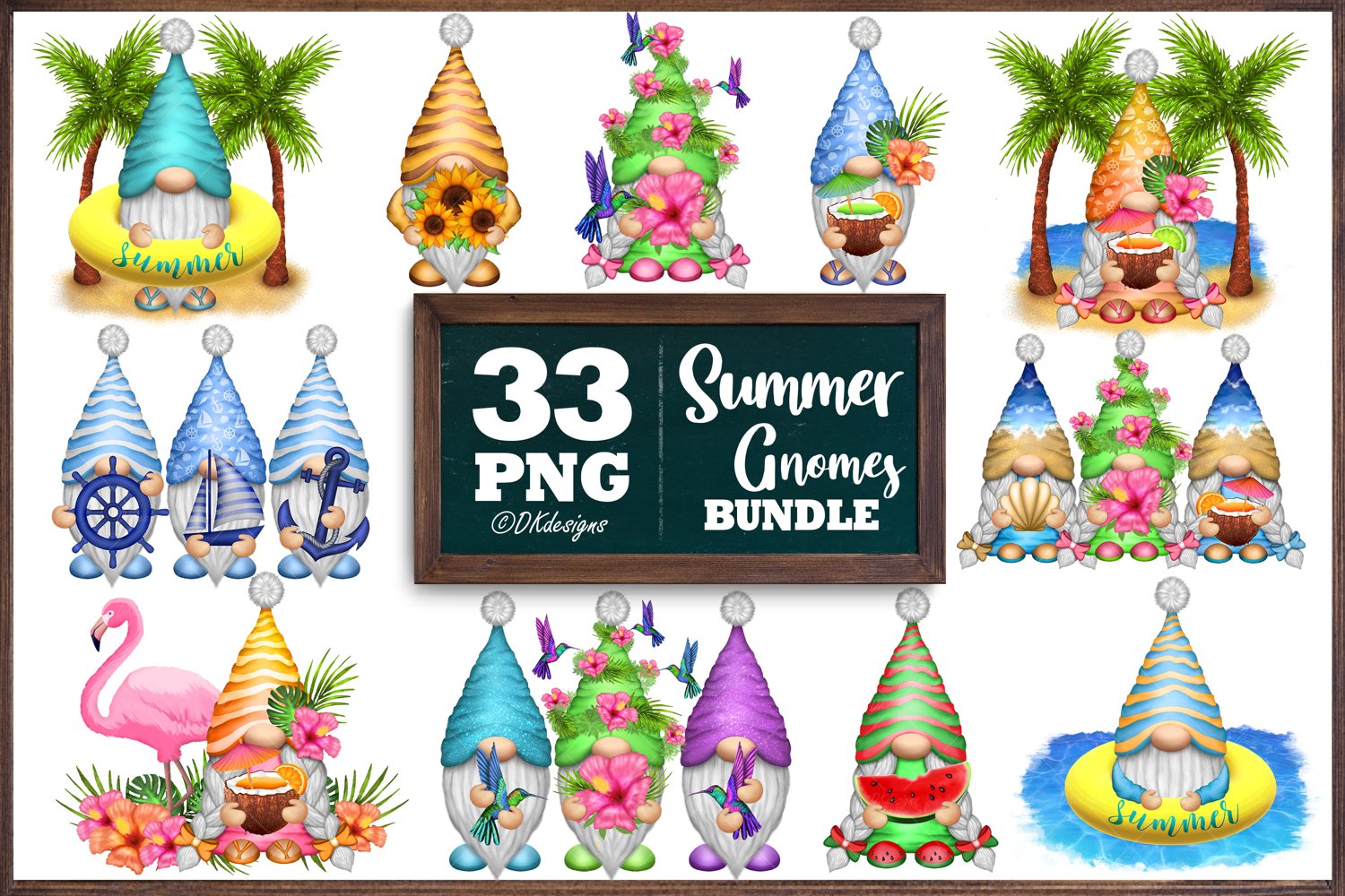 Cover image of Summer Gnomes Sublimation Bundle.