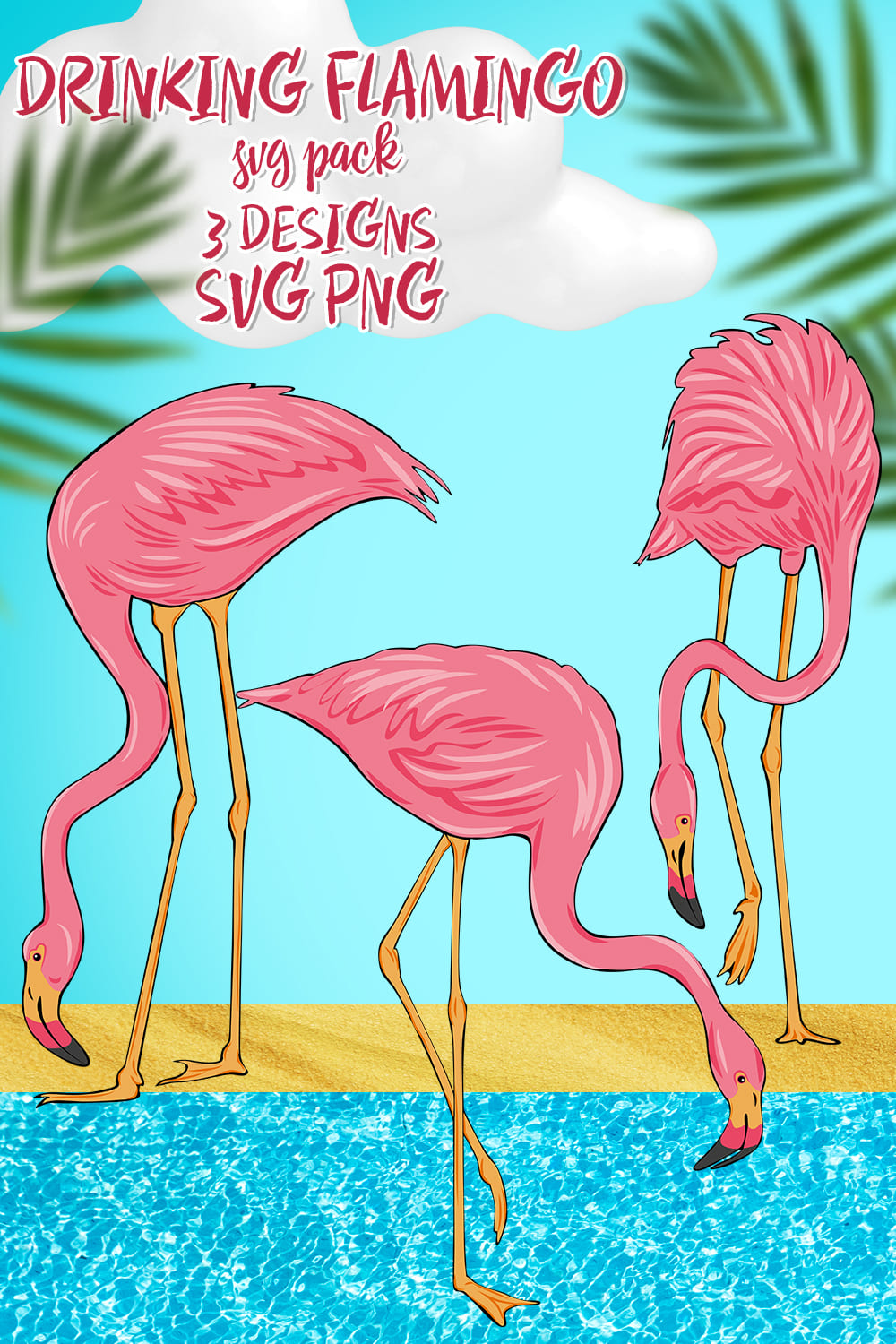Couple of pink flamingos standing on top of a beach.