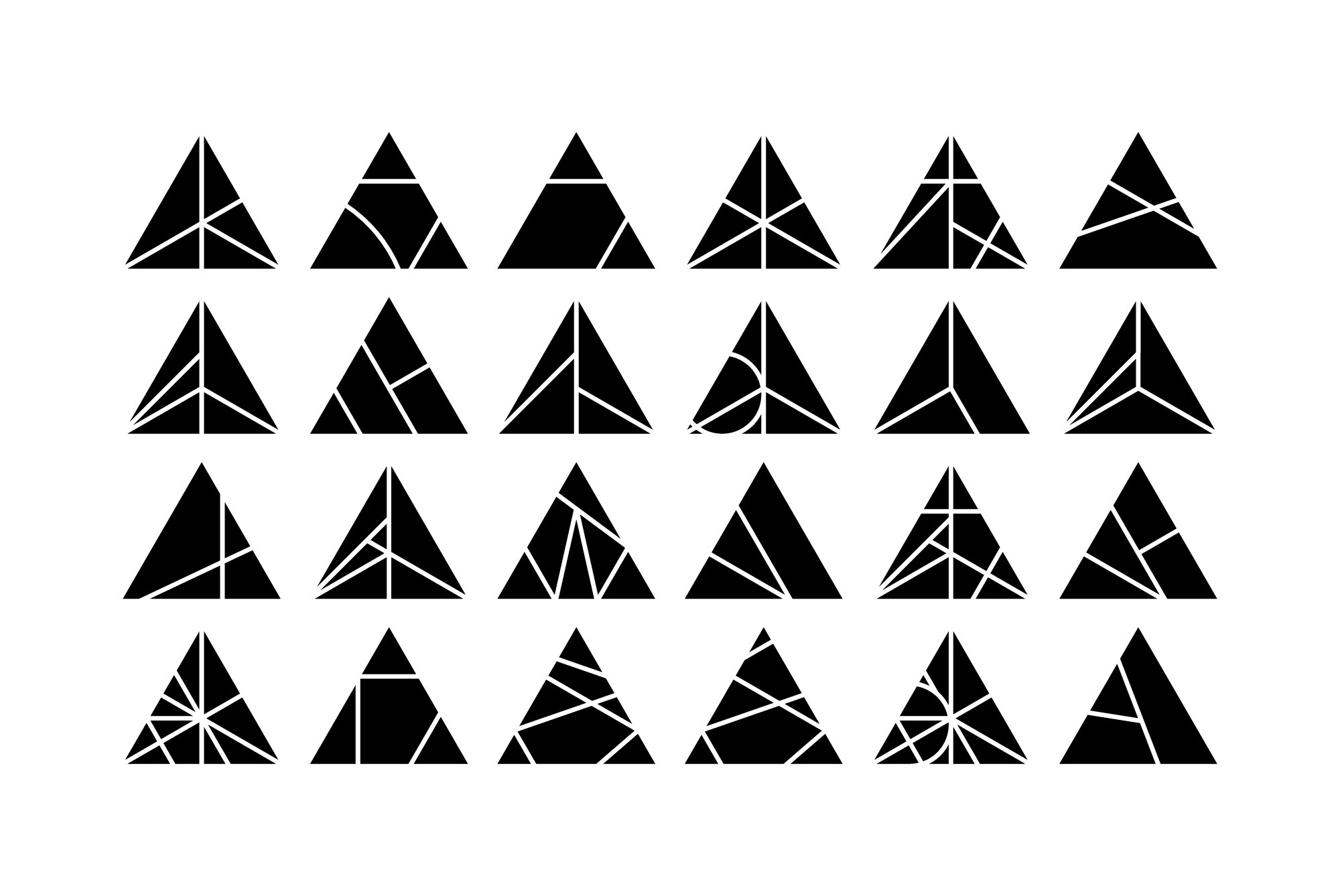 Classic black triangles with white lines.