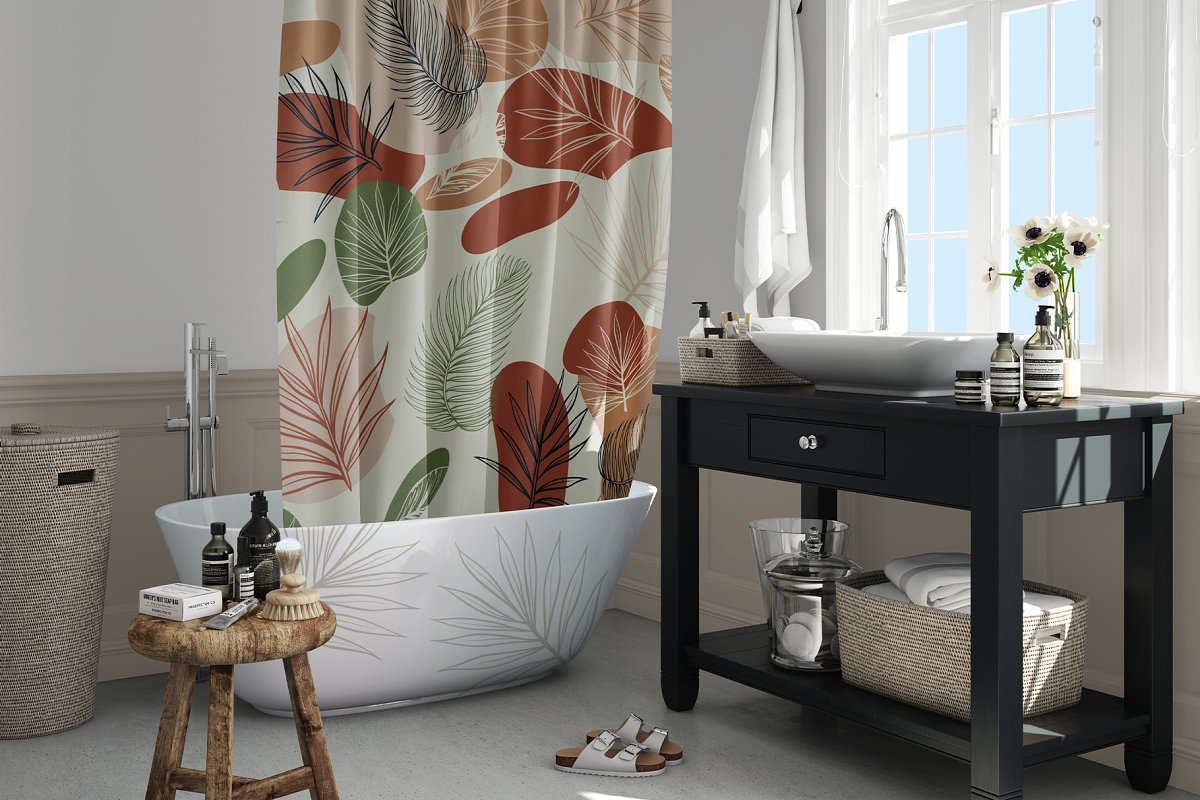 Earthy ethno seamless patterns for bathroom.