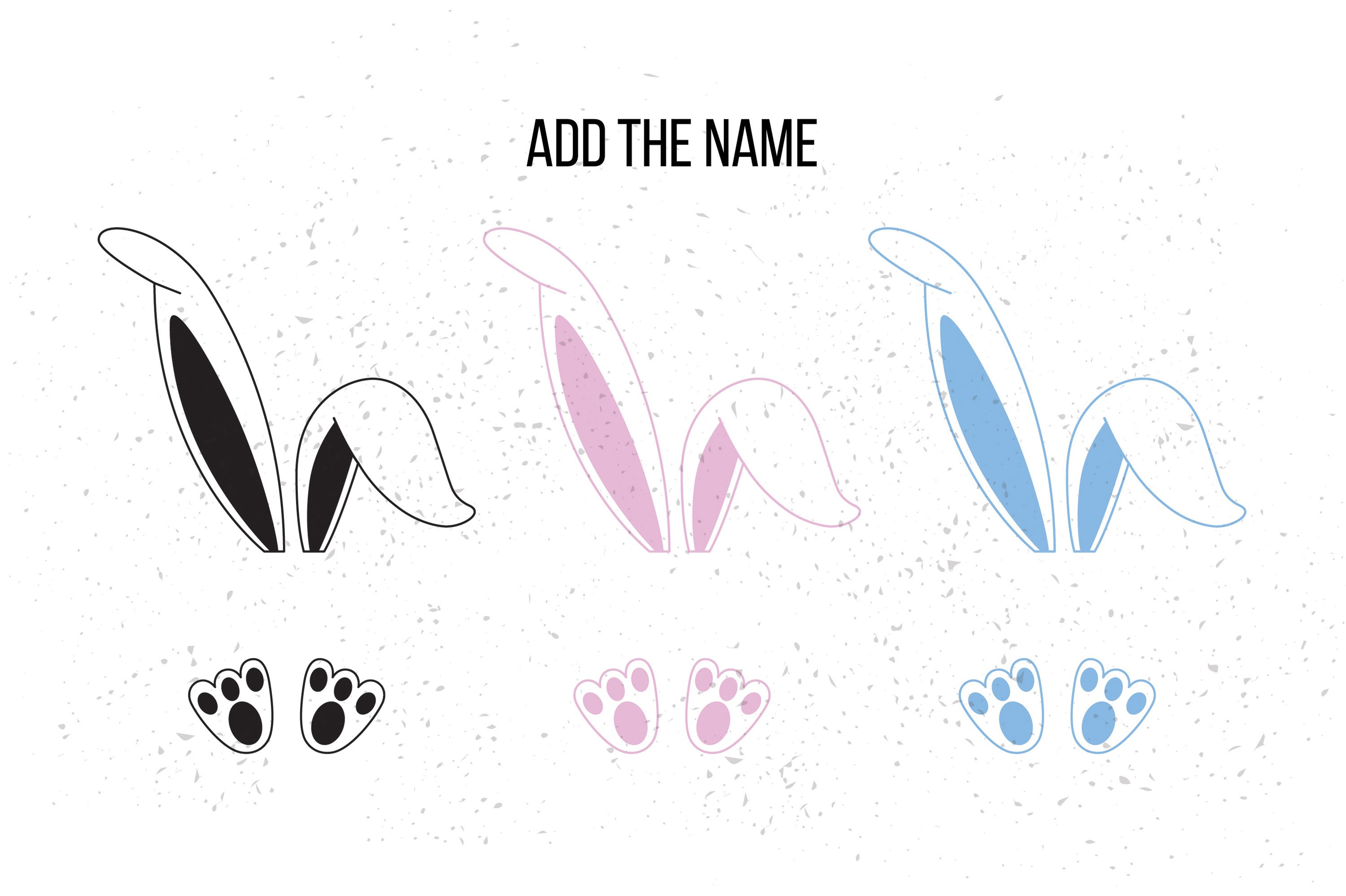 Three easter rabbits in the different colors.