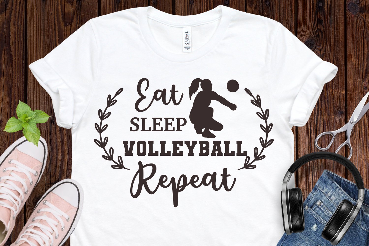Eat, sleep, volleyball, repeat - t-shirt design.